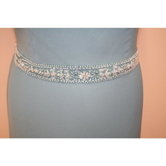 NWT Beaded Crepe A-line Dress Dusty Blue Size 22 - Picture 2 of 7